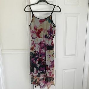 Watercolor Print Hi Low Hem Dress